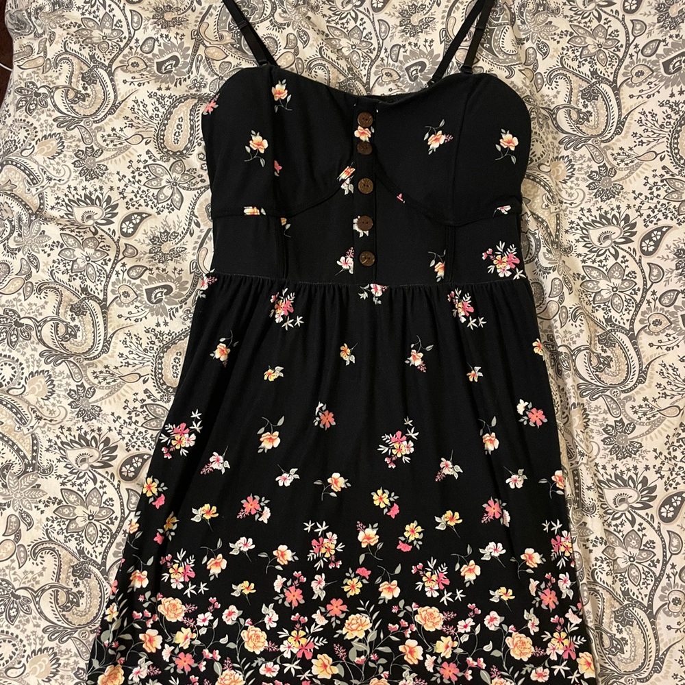 No Boundaries Black Floral Strapless Dress
